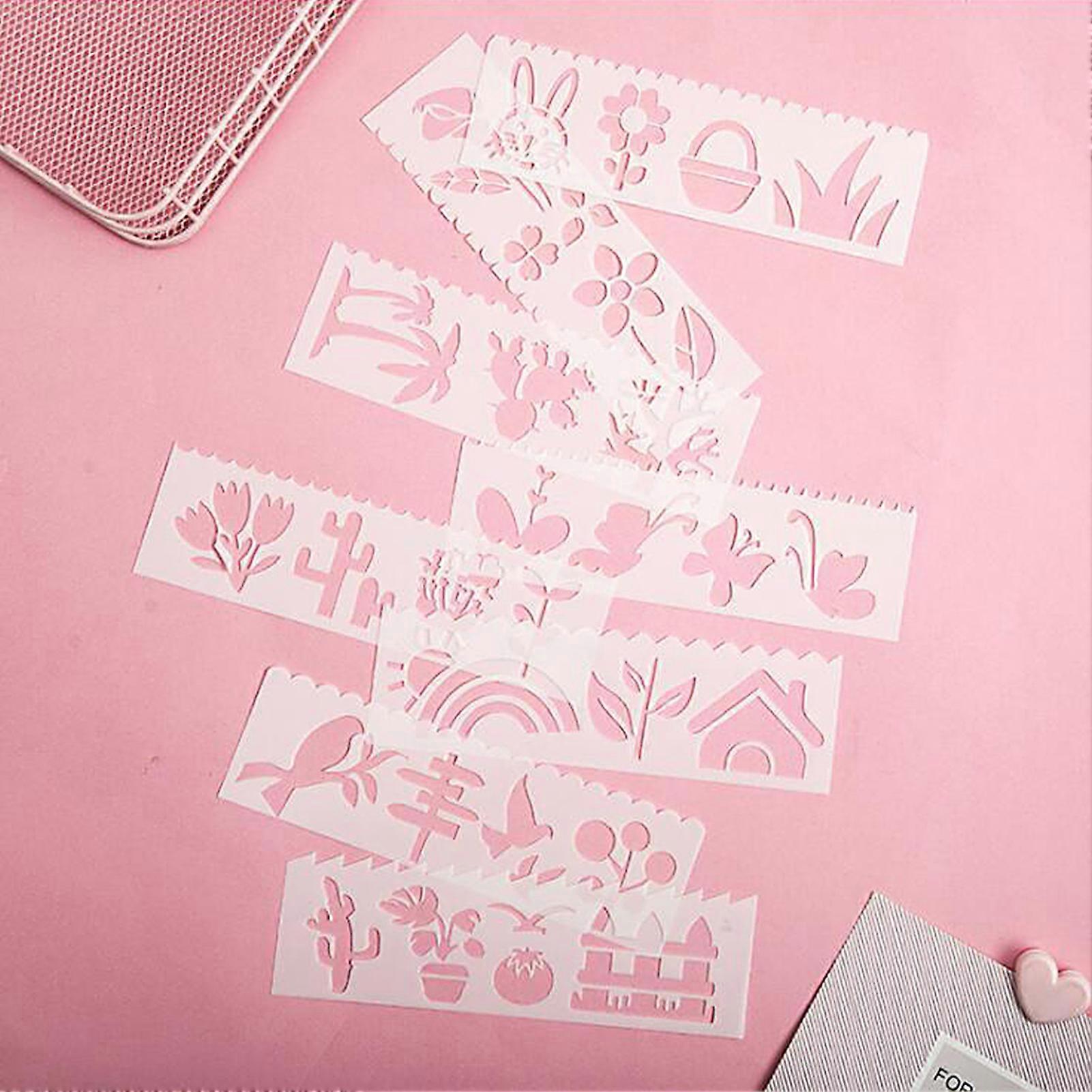 Multi-functional Drawing Stencils Straight & Wavy Lines Rulers Hollow Out Design PP Templates Reusable for Children Students DIY Painting Craft Scrapb