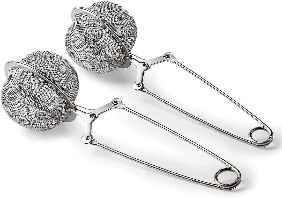 Stainless Steel Loose Leaf Tea Mesh Strainer Snap Ball Tea Infuser (silver) (2pcs)