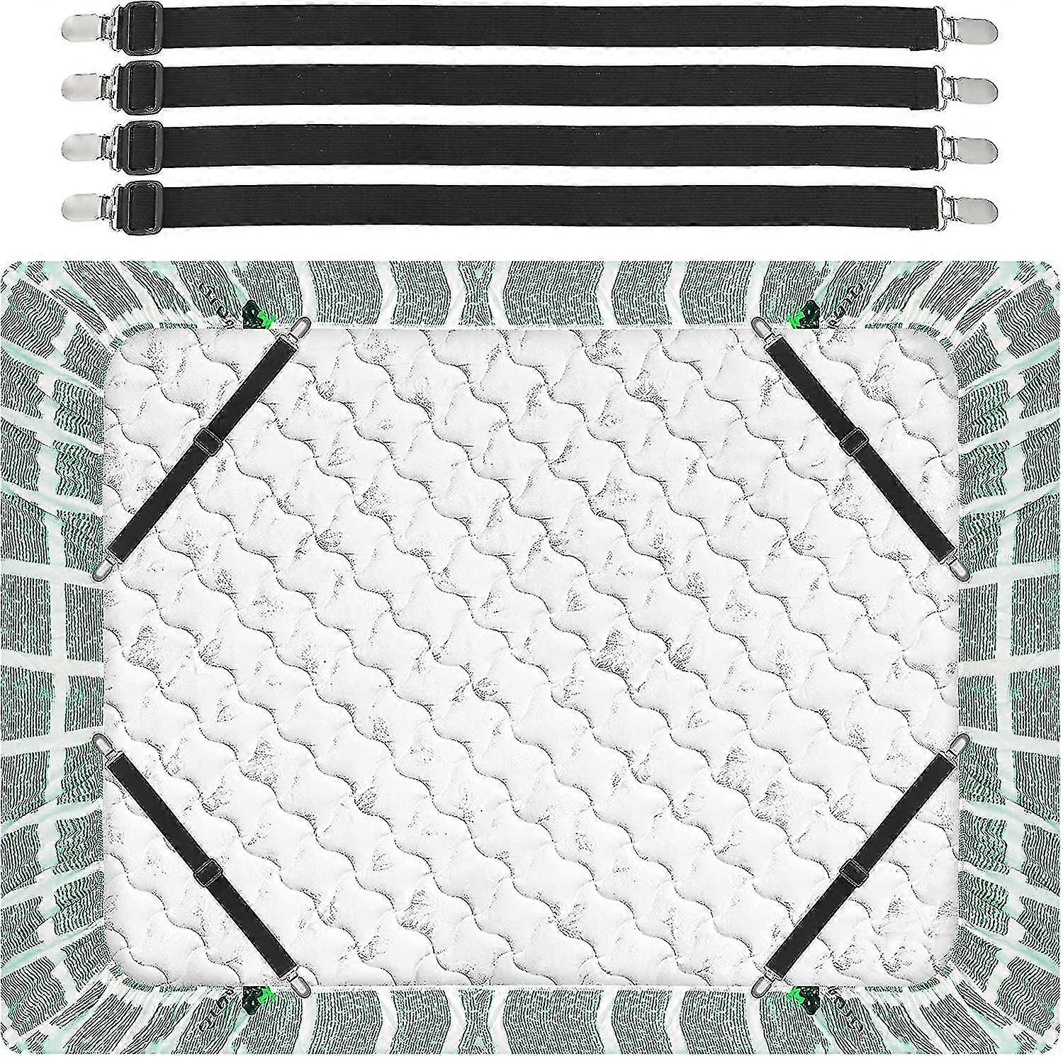 Bed Sheet Holder Straps, Corner Sheet Clips, Elastic Adjustable Sheet Fasteners Heavy Duty Sheet Grippers For Mattresses Fitted Sheets Flat Sheets (4p