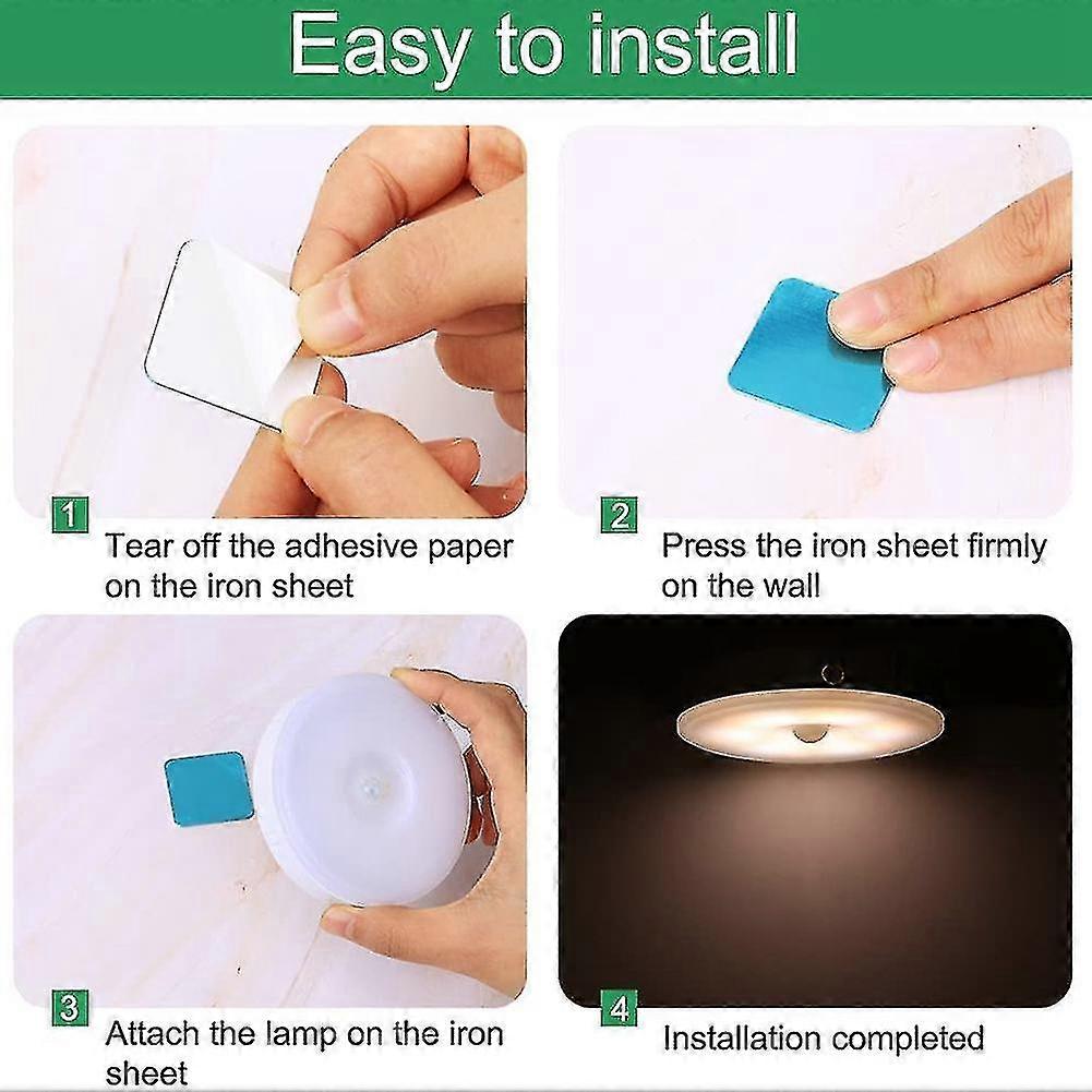 Led Night Light With Motion Sensor, Usb Rechargeable Light,4modes (cold Auto/ Warm Auto/on/off),two