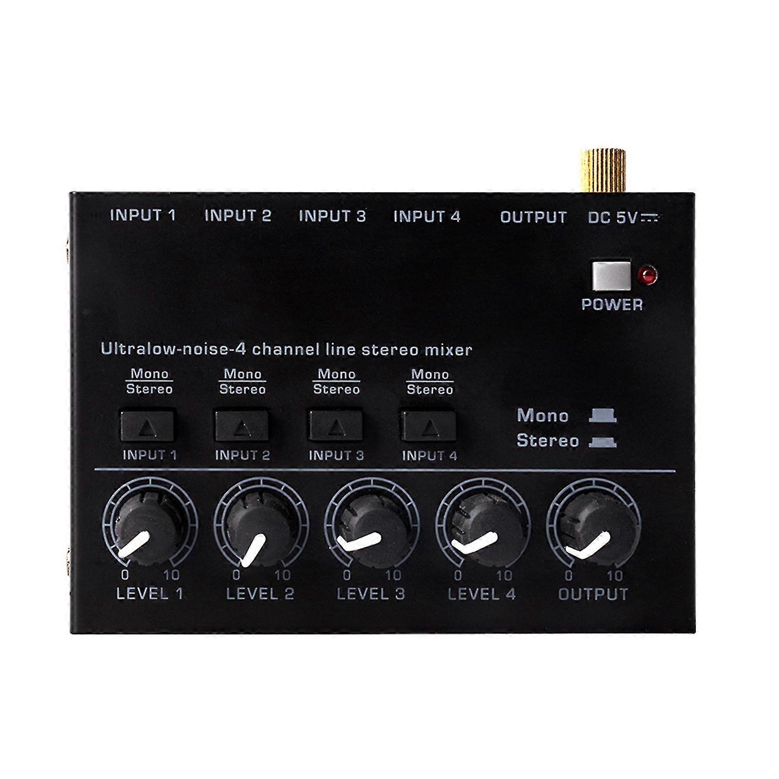 Professional Dx400 Audio Mixer Stereo 4 Channel Audio Mixer For Dc 5v Power