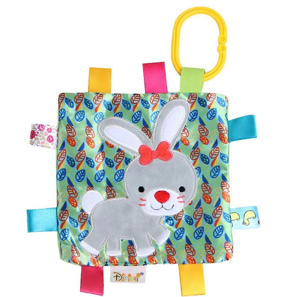 Baby Comfort Towel Mouth Square Towel Soft with Chewing Ring Sound Paper Color Label Bunny