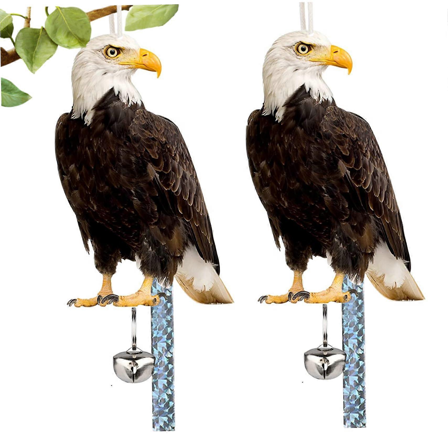 Owl Bird Scarer for Gardens, 2PCS Realistic Waterproof Owl Decoy Bird Scarer with Bird Deterrent Tape and Bell