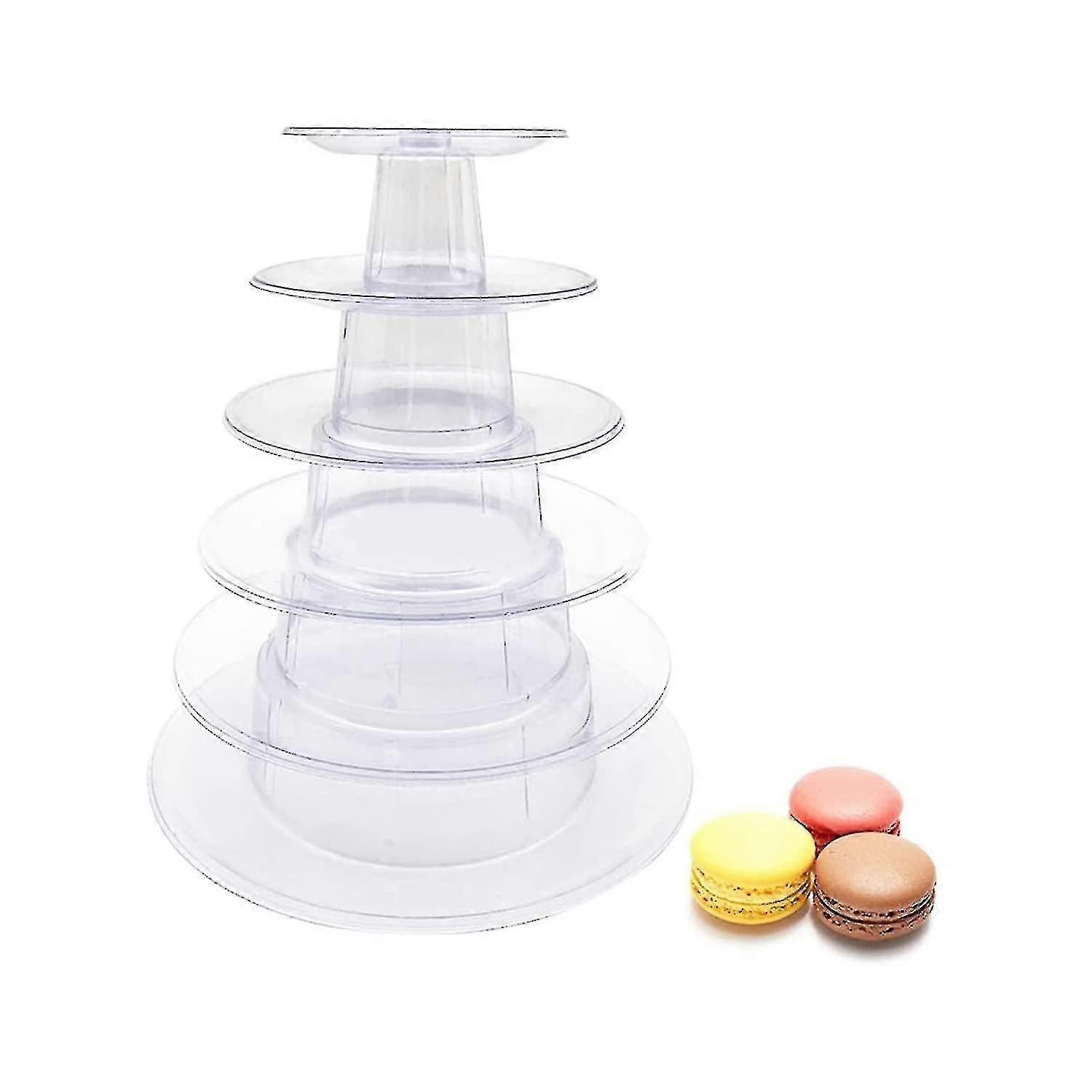 6 Tier Round Plastic Macaron Tower Stand Macarons Holder Macaroon Cake Tower Display Stand Compatible Dessert Display