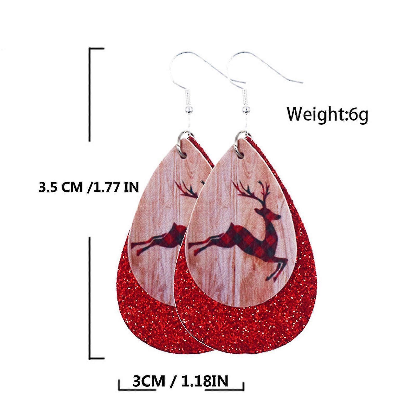 New Creative Double Drop-shaped Christmas Leather Earrings