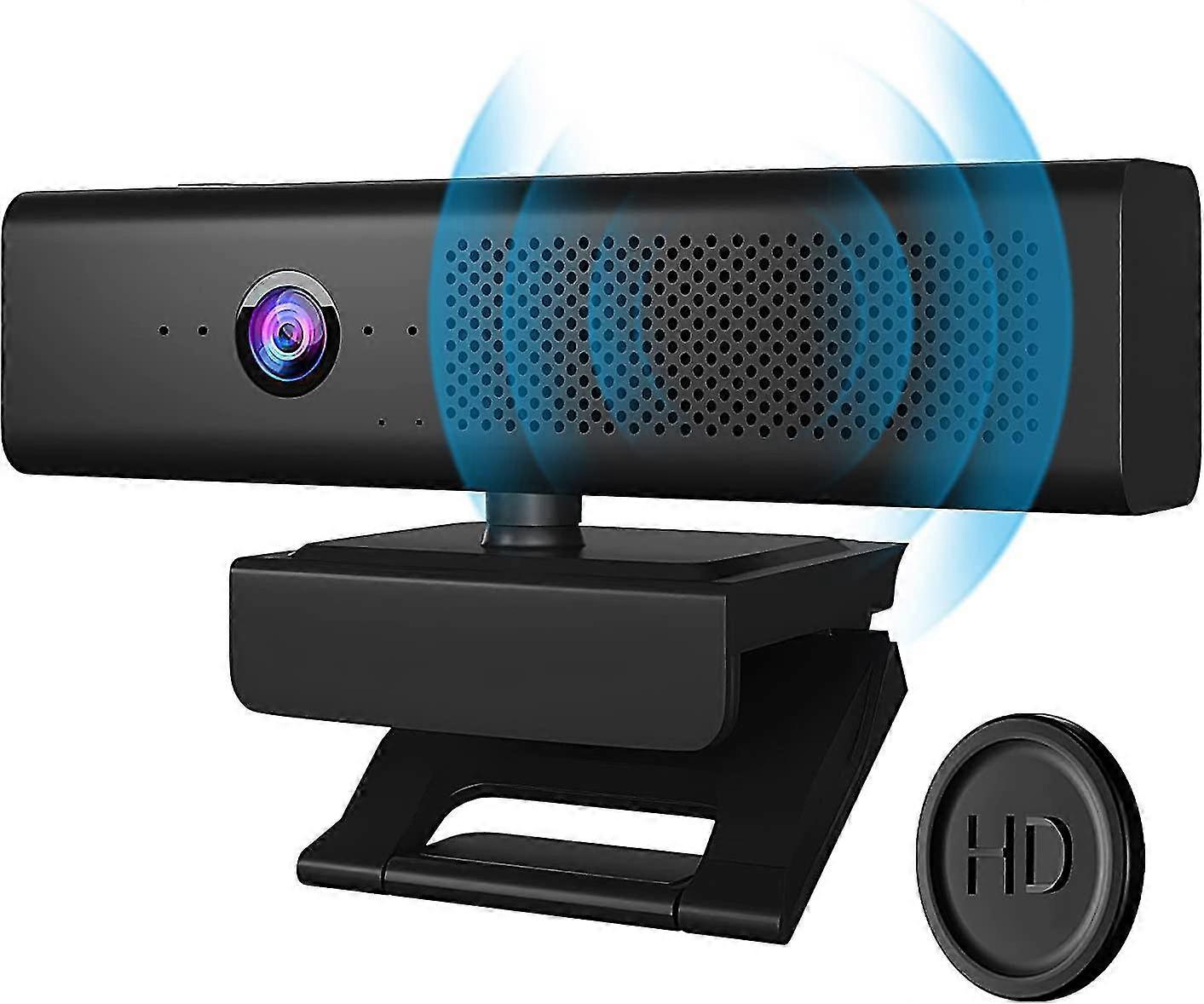 Full Hd 1080p Computer Camera With 4 Built-in Omnidirectional Microphones And Speaker For Video Conference Streaming, Usb External Webcam With Magneti
