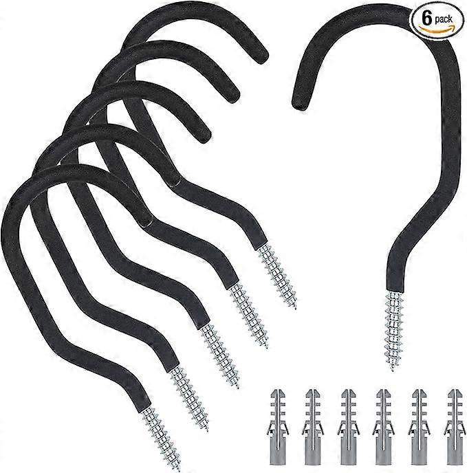 Bike Hooks for Garage Wall, 6 Pack Heavy Duty Bicycle Hangers for Hanging with PVC Coating, Wall Mount Bicycle Storage for Ceilings, Space Saving Uti