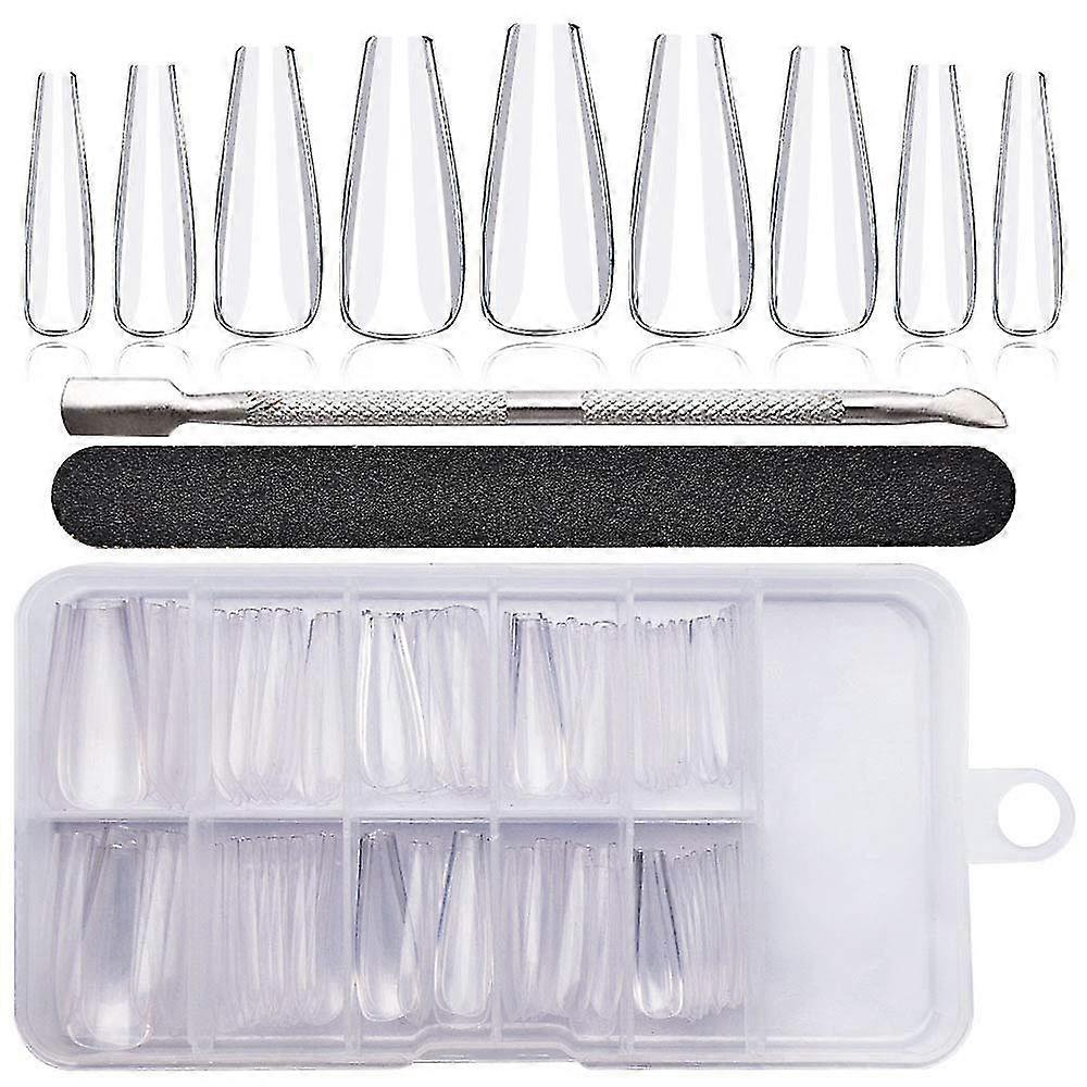 Transparent Long False Nails With Full Coverage Acrylic Nail Tips
