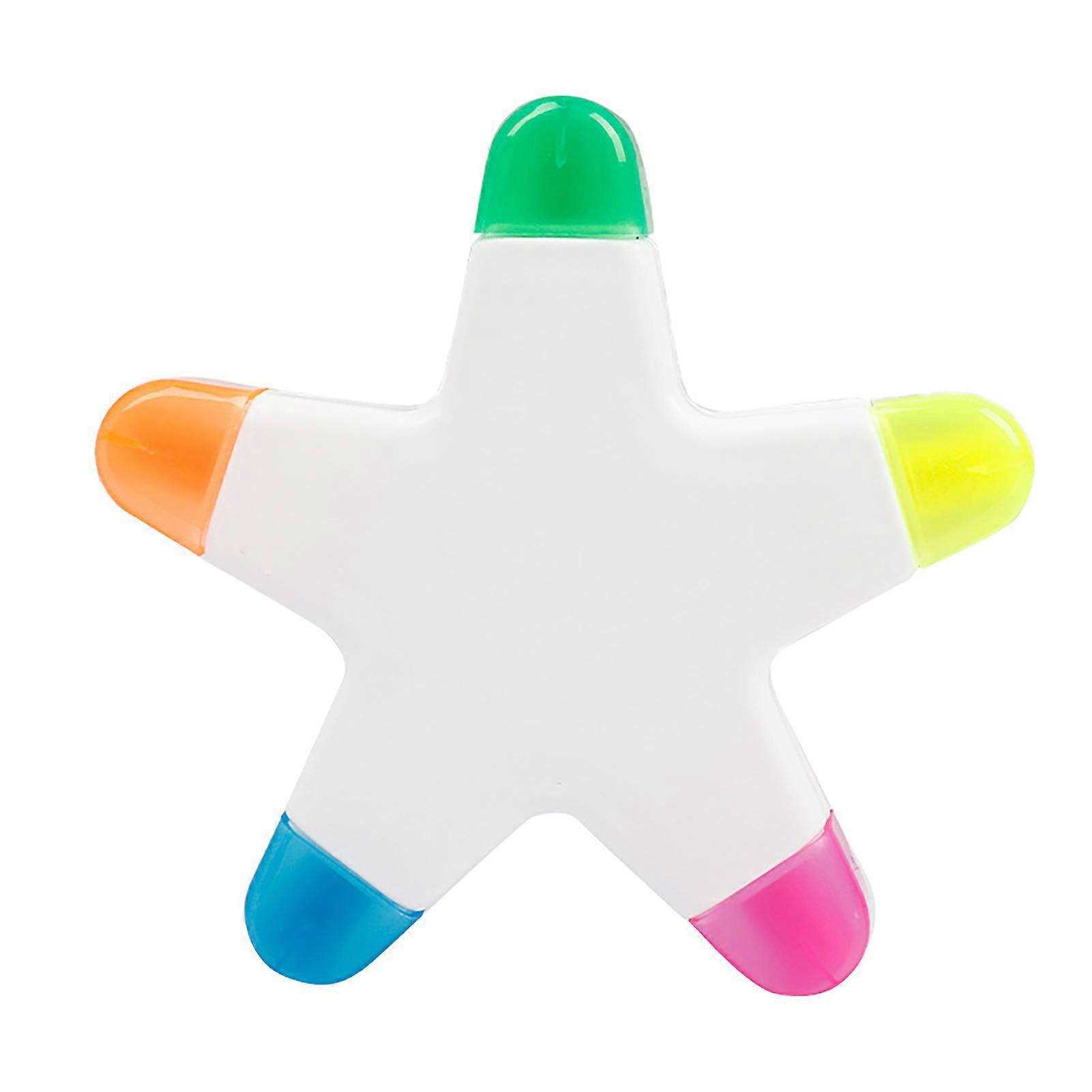 Highlighter Pen Star Shape Design Ink Smooth Flow Bright Color Painting Pen Underlining Note-taking 5 Colors Highlighter Marker