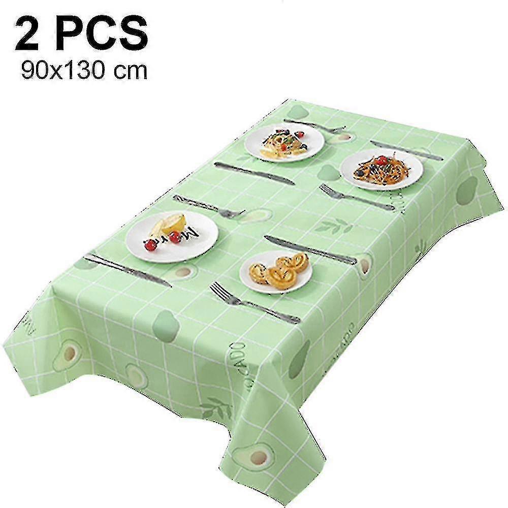 2pcs Water And Oil Resistant Pvc Table Cloth Smudge Resistant Wipeable Rectangular Or Square Table