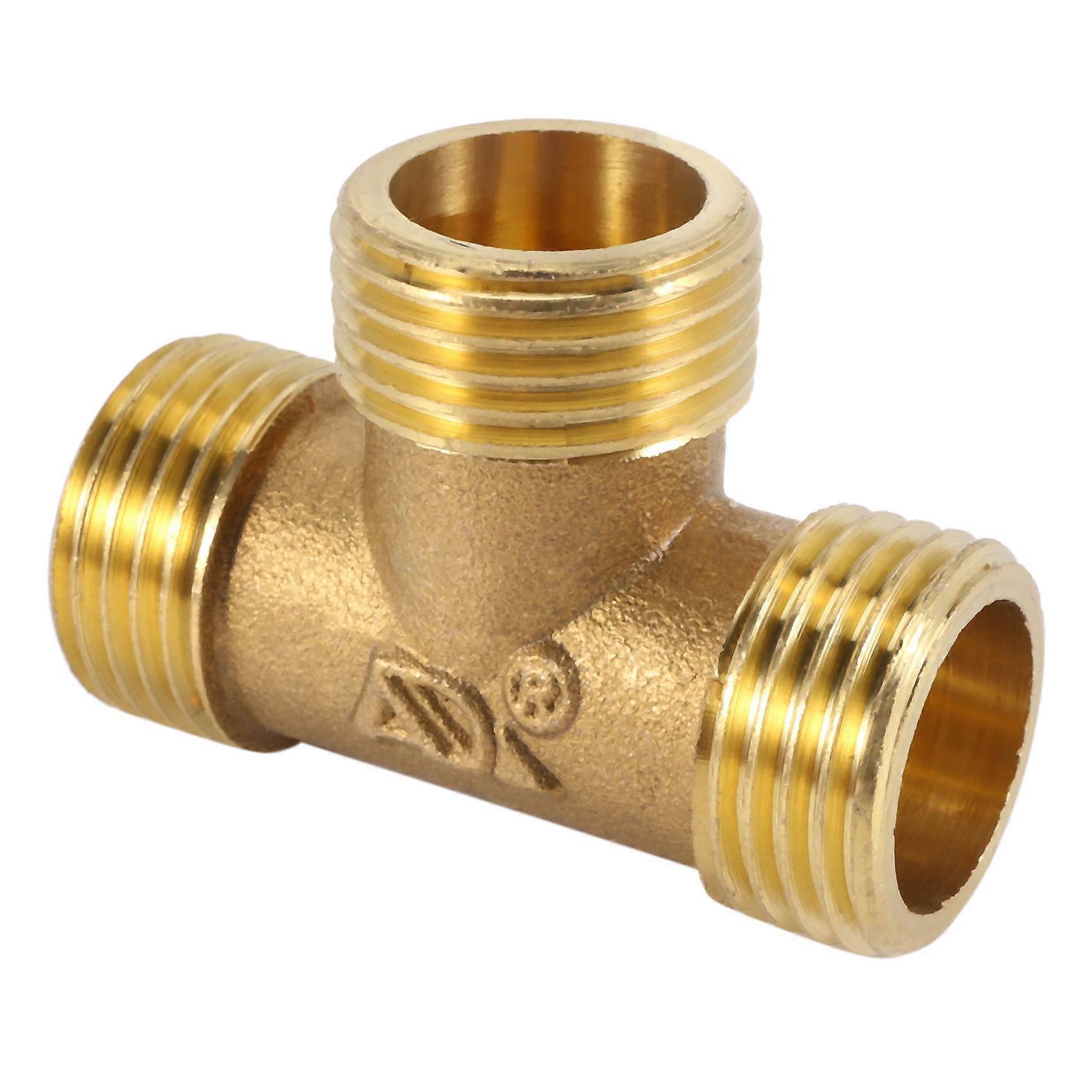 Brass T Shape Water Fuel Pipe Equal Male Tee Adapter Connector 1/2" Thread