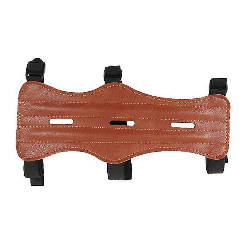 Mode PU Leder Safe Strap Armband Verstellbarer Dreifachschnallengurt Bogenschießen Armschutz Zubehör für Pfeil Recurve Jagd Bogenschießen Zubehör (Braun)