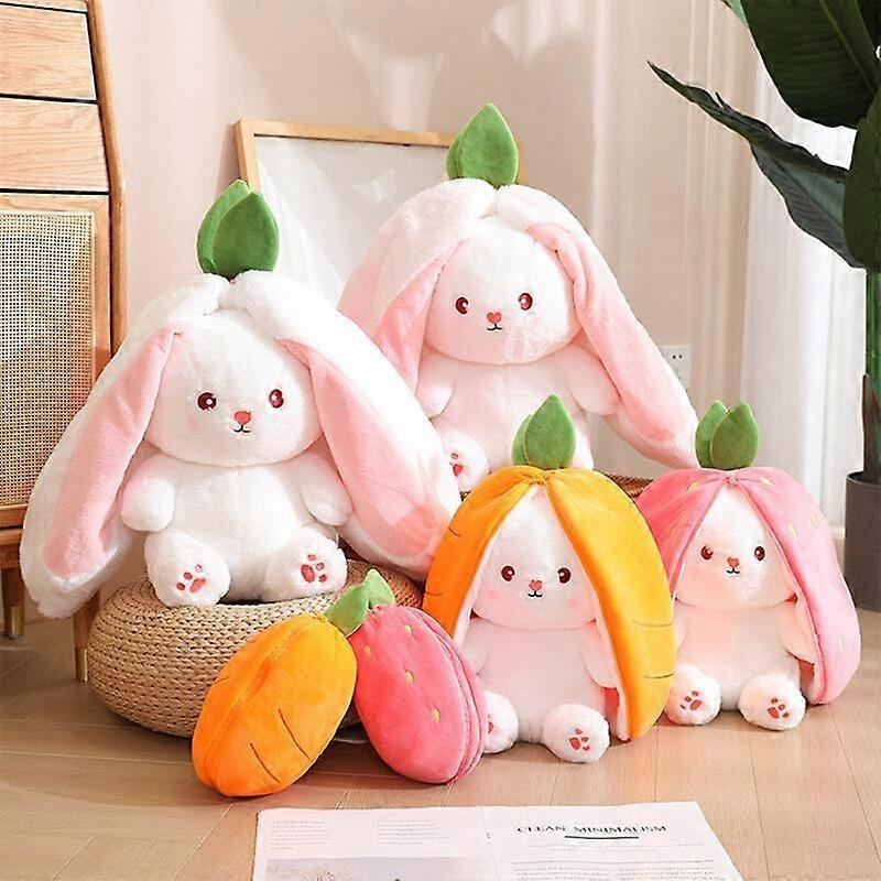 Easter Bunny Plush Toy Rabbit Hiding Carrot Strawberry Plush Toy Rabbit Plush Soft Long Ears Doll Gift for Kids Girls(multiple options)