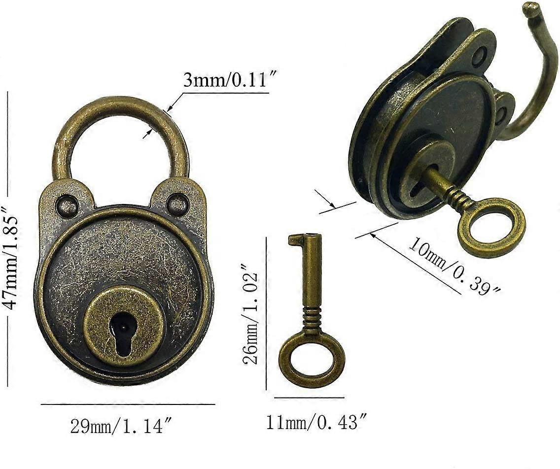 3pcs Vintage Antique Style Mini Archaize Padlocks Key Lock with Keys (Bronze)