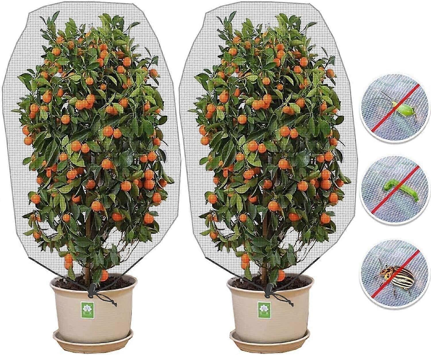 Fruit Tree Netting, Insect Protection Net, 2 Pack Plant Protection Netting with Drawstring, Garden Netting (1 x 1.5m/Mesh Size 0.8mm)