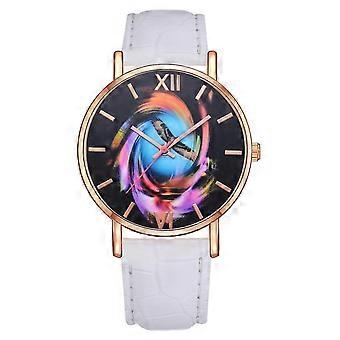 LVPAI legeringsfodral PU rem kvarts rörelse analog rund urtavla armbandsur