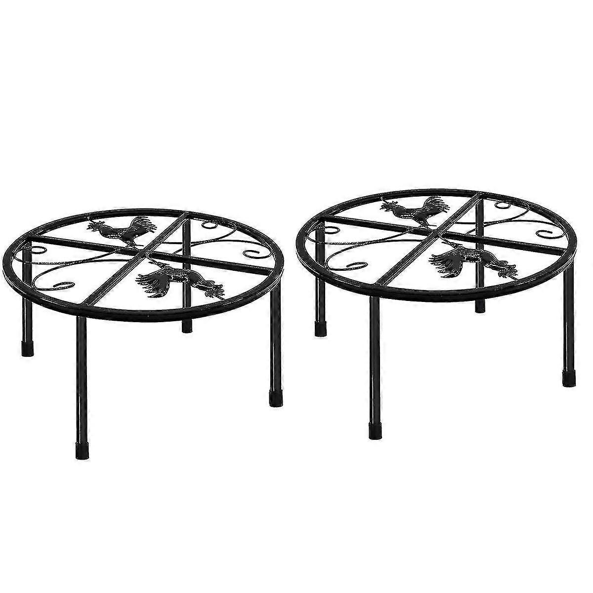 2 Pcs Metal Stand For Waterer, Stand Holder With 4 Legs, Supports Rack For Buckets Barrels Round