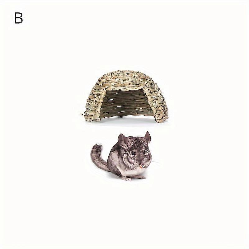 Pet Folding Grass House For Rabbit, Chinchilla, Hamster, Hedgehog, Guinea Hamster, Pure Handmade Grass Woven Rabbit Nest Warmth Supplies