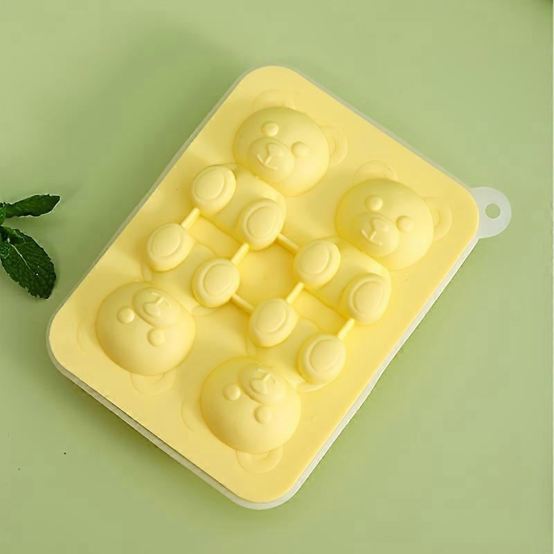 4 Grids Bear Ice Cube Mold Silicone Ice Tray Bear Shape Ice Mold Home Ice Cream Freeze Ice Ball Ice Box Ice Mold For Restaurant Eid Al-Adha Mubarak