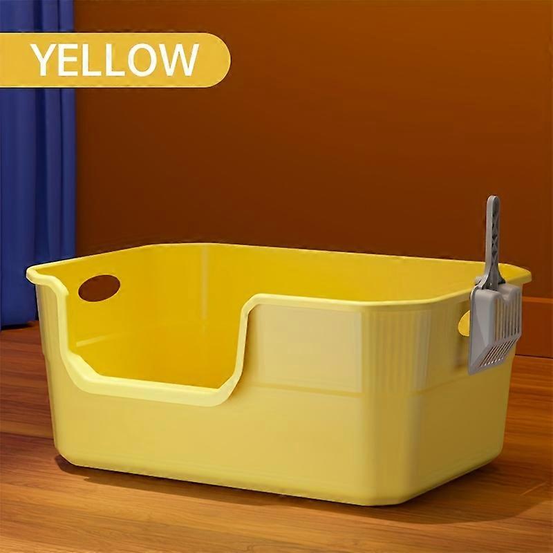 Extra Large Polypropylene Cat Litter Box with Handle, Spacious and Easy to Clean, Anti-Splash Design, Includes Large Scoop for Free Movement and Comfo
