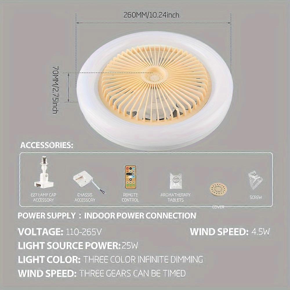 1pc Fan Light, E27 Screw Installation, Electric Ceiling Installation, Delivery Remote Control, Aromatherapy Tablets, Stepless Dimming, 3-speed Wind Sp