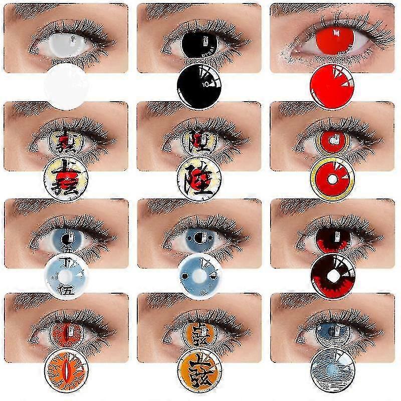 2pcs / paio Lenti a contatto annuali per gli occhi Colorcon Cosmetics Cosplay Lens Cosplay Makeup Anime Accessori Lenti colorate Akaza ·