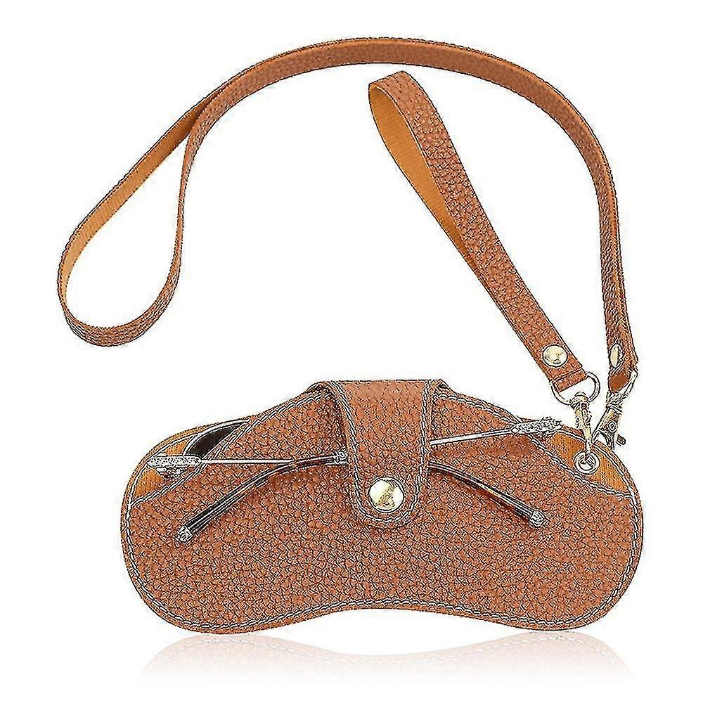 Coquille d’étui à lunettes, étui à lunettes de soleil portable, étui à lunettes en cuir PU à la mode, brun-yvan léger