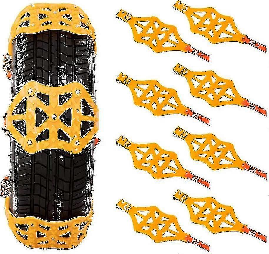8pcs Universal Snow Chains For Cars/suv/ Lt Truck/pickup Adjustable Traction Tire Chains For Tyres Width 5.71-11.2 Inch Snow Tyre Chains For Icing,mud