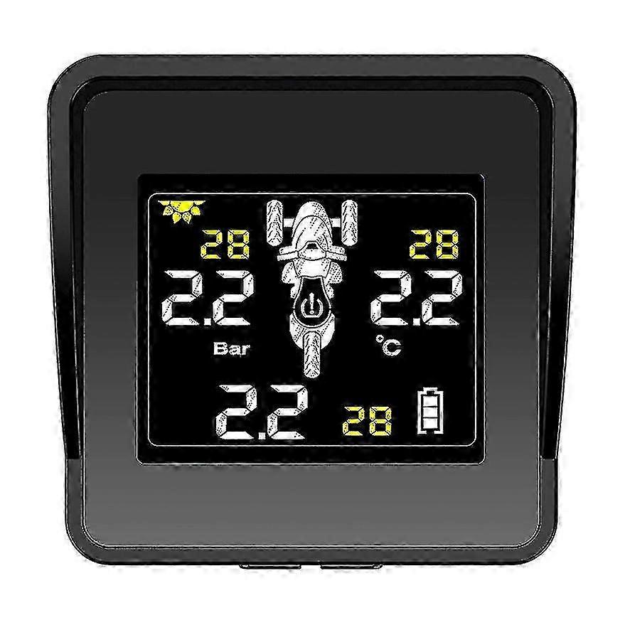 Solar Wireless Tire Pressure Monitoring System Motorcycle TPMS Tire Pressure Monitor LCD Display 3 External Sensors