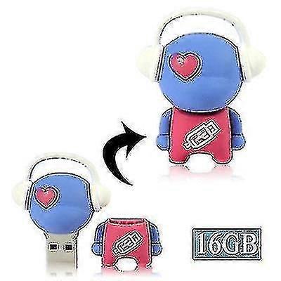 New Music Man Cartoon Usb Flash Disk, Special For Valentines Day Gifts (16gb)(blue)