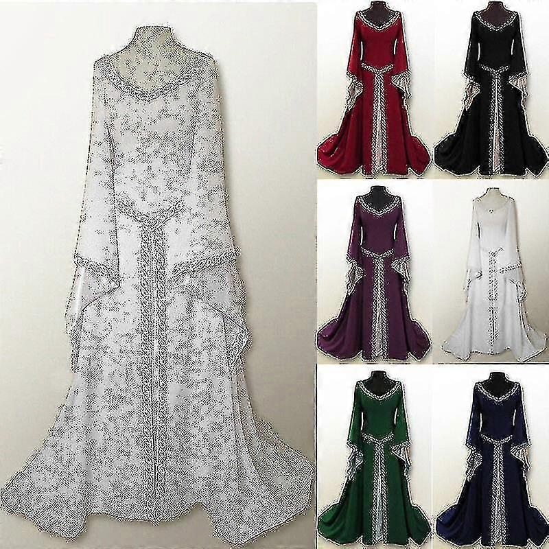 Medieval Renaissance Women's Vintage Gown Dress Halloween Party Costume Cosplay