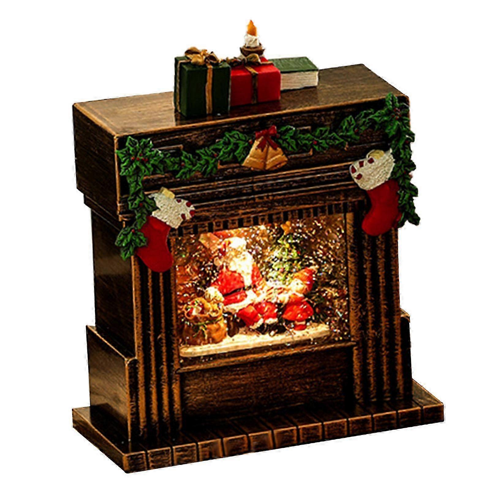 Christmas Snow Globe Table Centerpiece Lighted Glittering Musical Snow Globe Gold Santa Claus