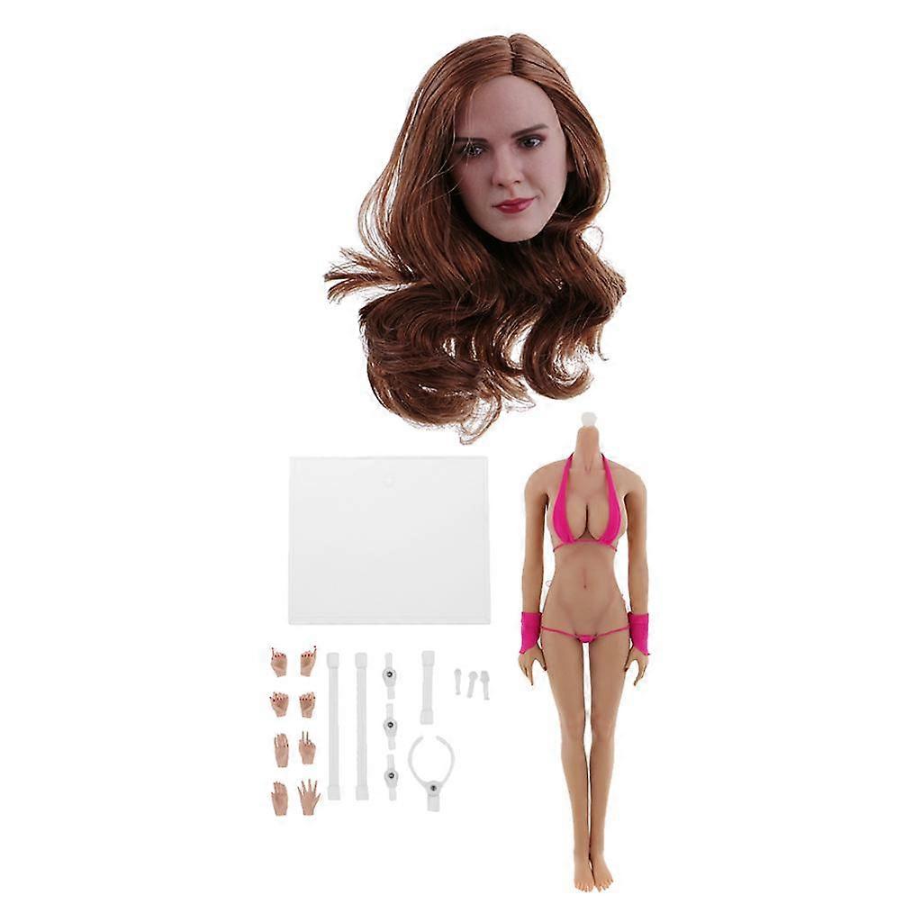 גוף חזה חלק איור 1/6 בובה נשית עם ראש גומי צעצוע עור שזוף
