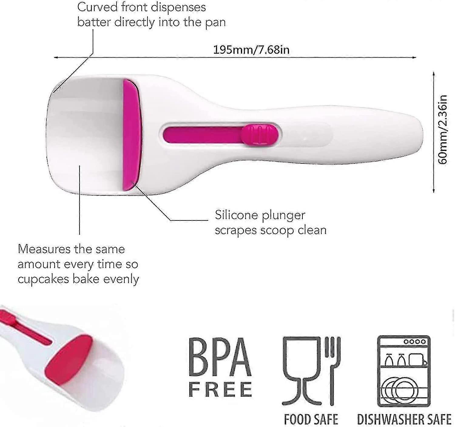 Cupcake Scoop,one-touch Sliding Button Dispenses Batter Diy Kitchen Baking Tools