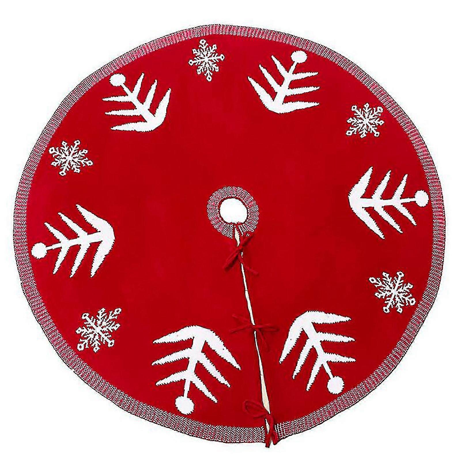 Christmas Ornaments Linen Printed Christmas Tree Skirt Decoration Props 95cm