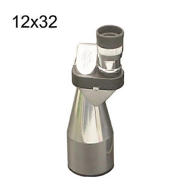Portable 12x32 Mini Monocular Telescope Silver High Definition Corner Shape Metal Optical Monoculars for Outdoor Camping Travel