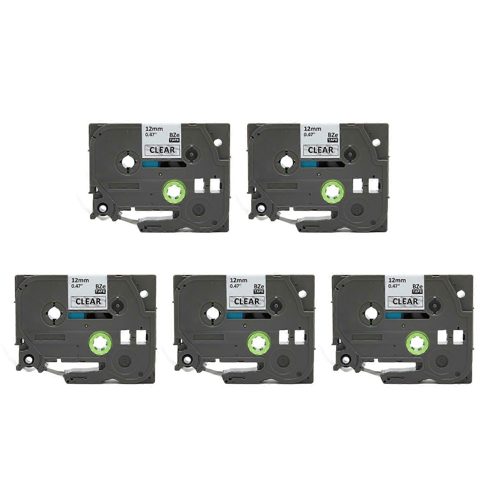 5pcs Label Maker Tape for Ptouch PT D210 PTH110 PTD220 PTD400 Black On Transparent Each 12mm Width 26.2ft Length Label Tape