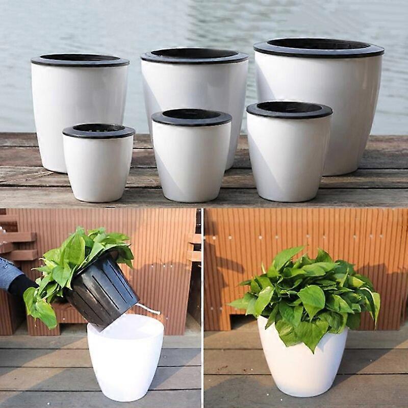 Lazy Flower Automatic Pot Flowerpot Imitation Porcelain Series Plastic Self Watering Pot Desk Home Office Garden Decor Pots & Planters