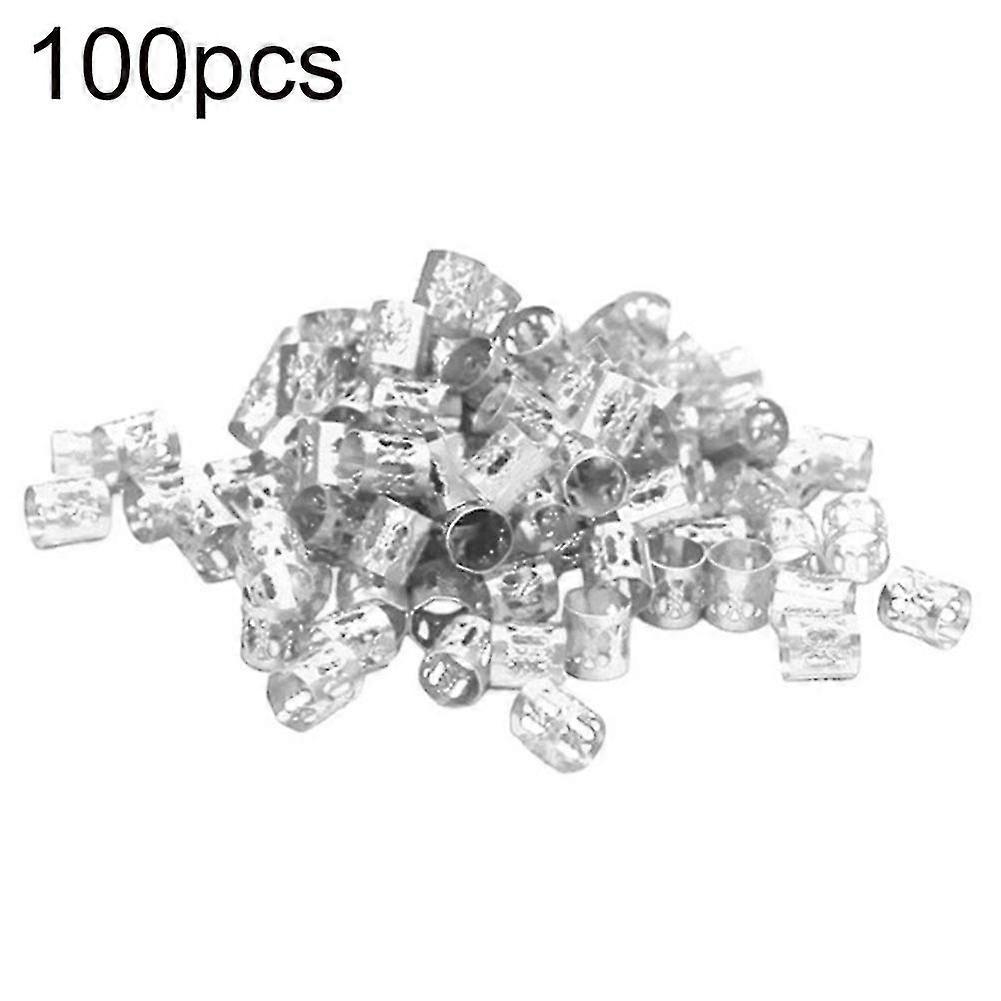 100pcs Adjustable Hair Braid Cuff Clips Dreadlock Beads Tube Ring Accessories