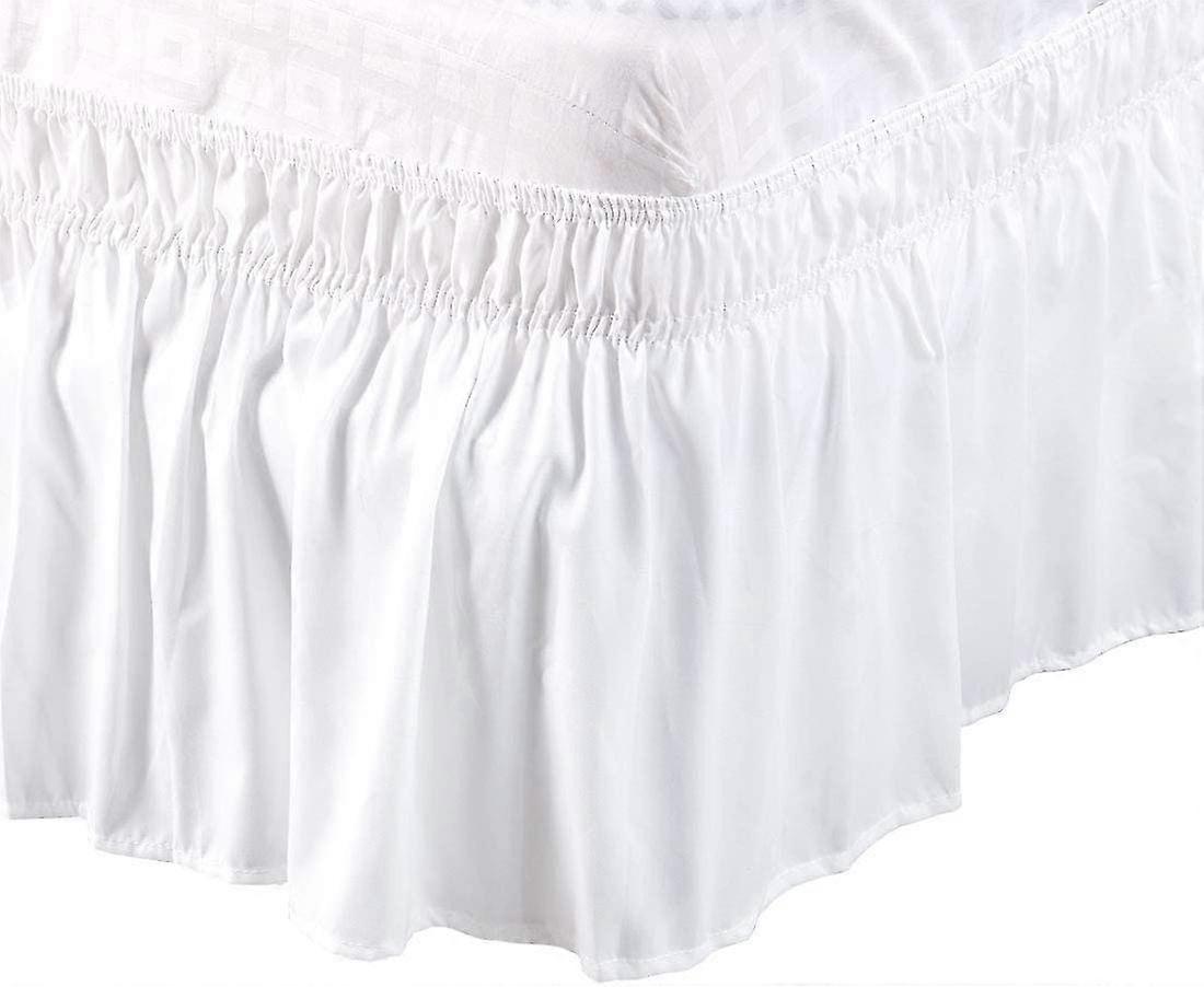 Elasticated Bed Skirt Ruffled Bed Base Wrap Around Bed Valance Sheet, Brushed Microfiber Bedding Sheet Frame With 38cm Ruffle (single, Snow White)