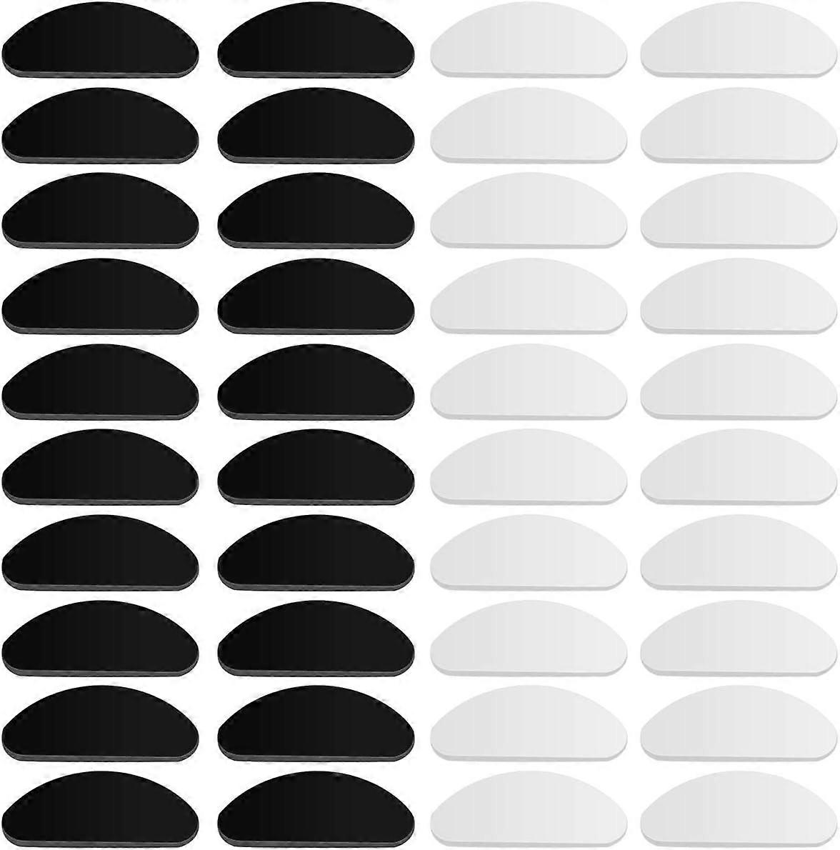 40 Pairs 1mm Non-Slip Silicone Nose Pads Adhesive Nose Pads for Glasses Sunglasses Spectacles (Transparent + Black)