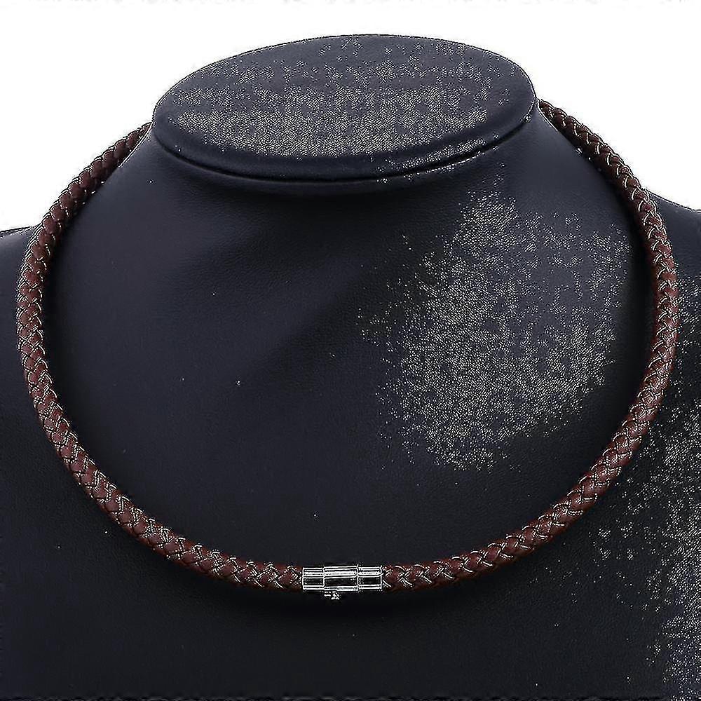 Men & apos;s läder Choker flätade linkedja halsband