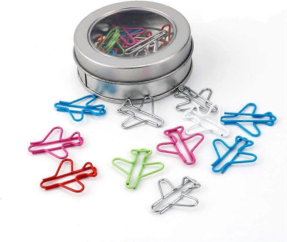 Paper Clips Airplane Paper Clips Cute Airplane Shape Paper Clips Multicolor Card File Clips Metal File Note Clips Page Marker for Office School Suppli