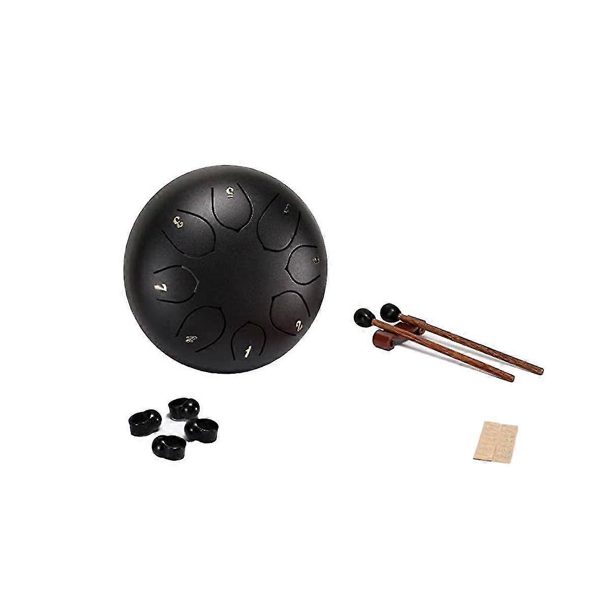 Steel Tongue Drum, 6in 8 Notes, Strap Bag, Drumstick, Mallet Holder And Finger Paddle For Camping