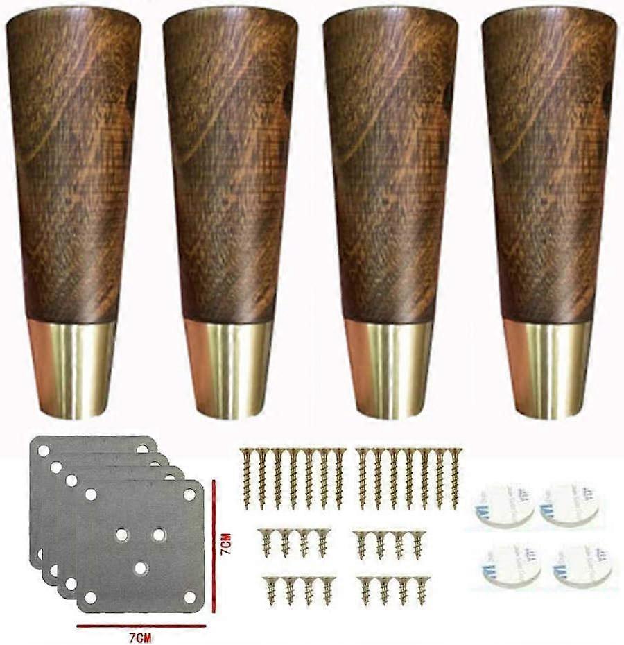 4 قطع أقدام أثاث من الخشب الصلب ، استبدال أرجل أثاث خشبية نحاسية ، أرجل أريكة دعم القدمين (8 سم / 3.1 بوصة)