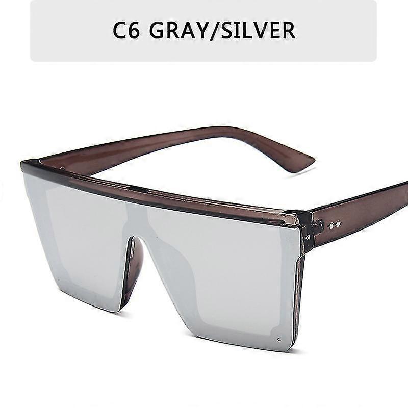 Óculos de sol oversized Mulheres Big Frame Square Flat Top Rebite Gradient Lens Sun Glasses Female Men Vintage Mirror Shades Uv400