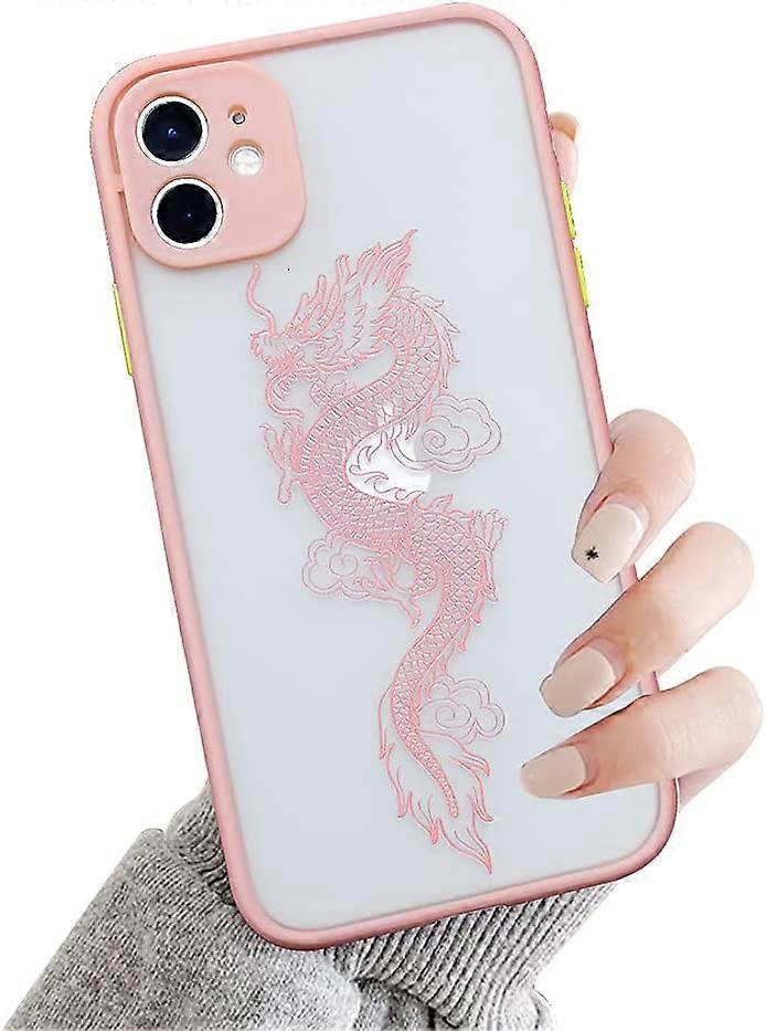 Compatible for iPhone 12 [Not Fit 12 Pro 6.1"] Case for Clear Animal Dragon Cartoon Pattern Frosted PC Back 3D and Soft TPU Silicone Shockproof Protec