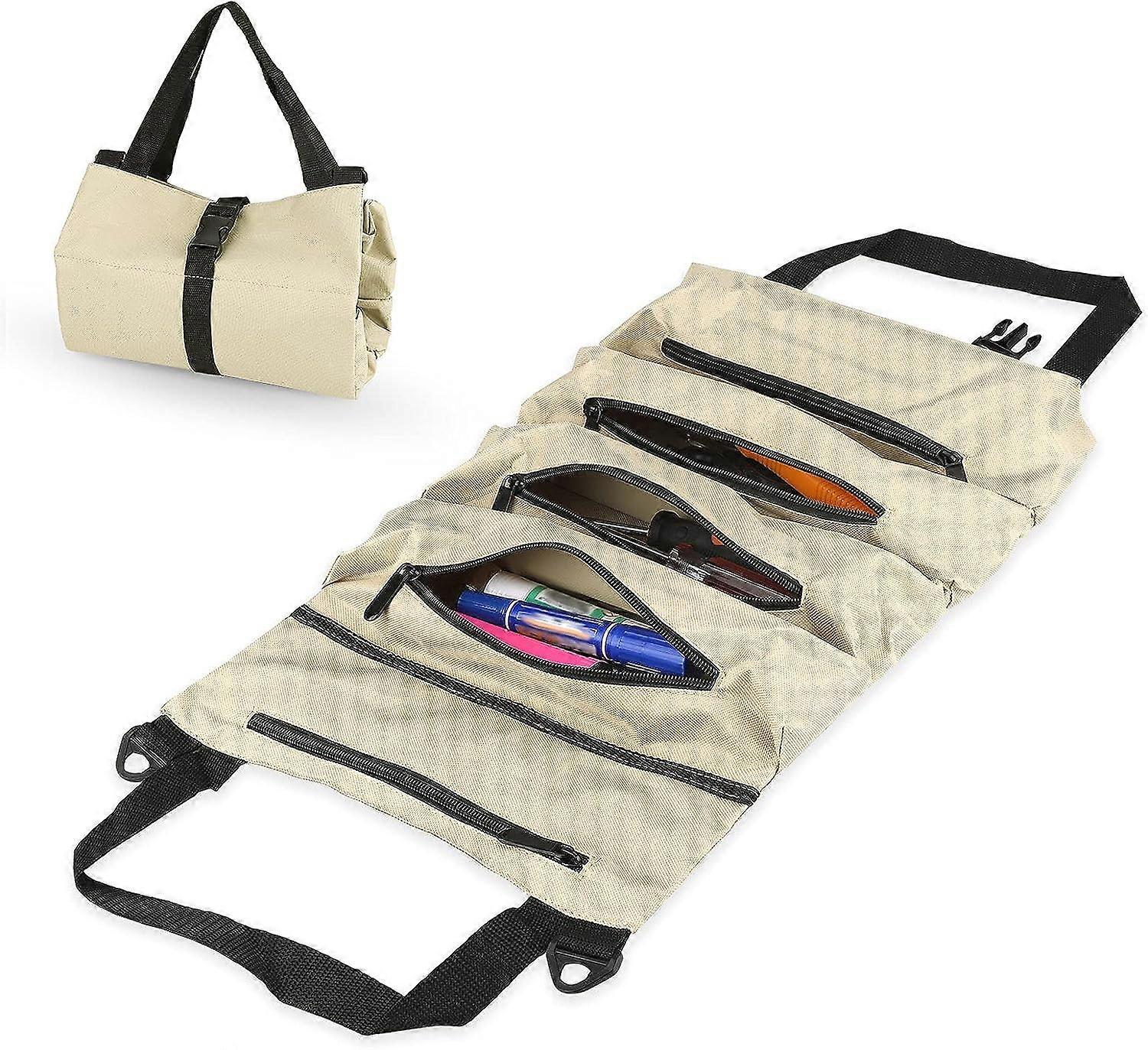 Tool Bag, Tool Carrier Bags with 5 Zippered Pockets, Heavy Duty 600D Oxford Portable Tool Bag, Tool Roll Auto Organizer Tool for Electrician Plumber o