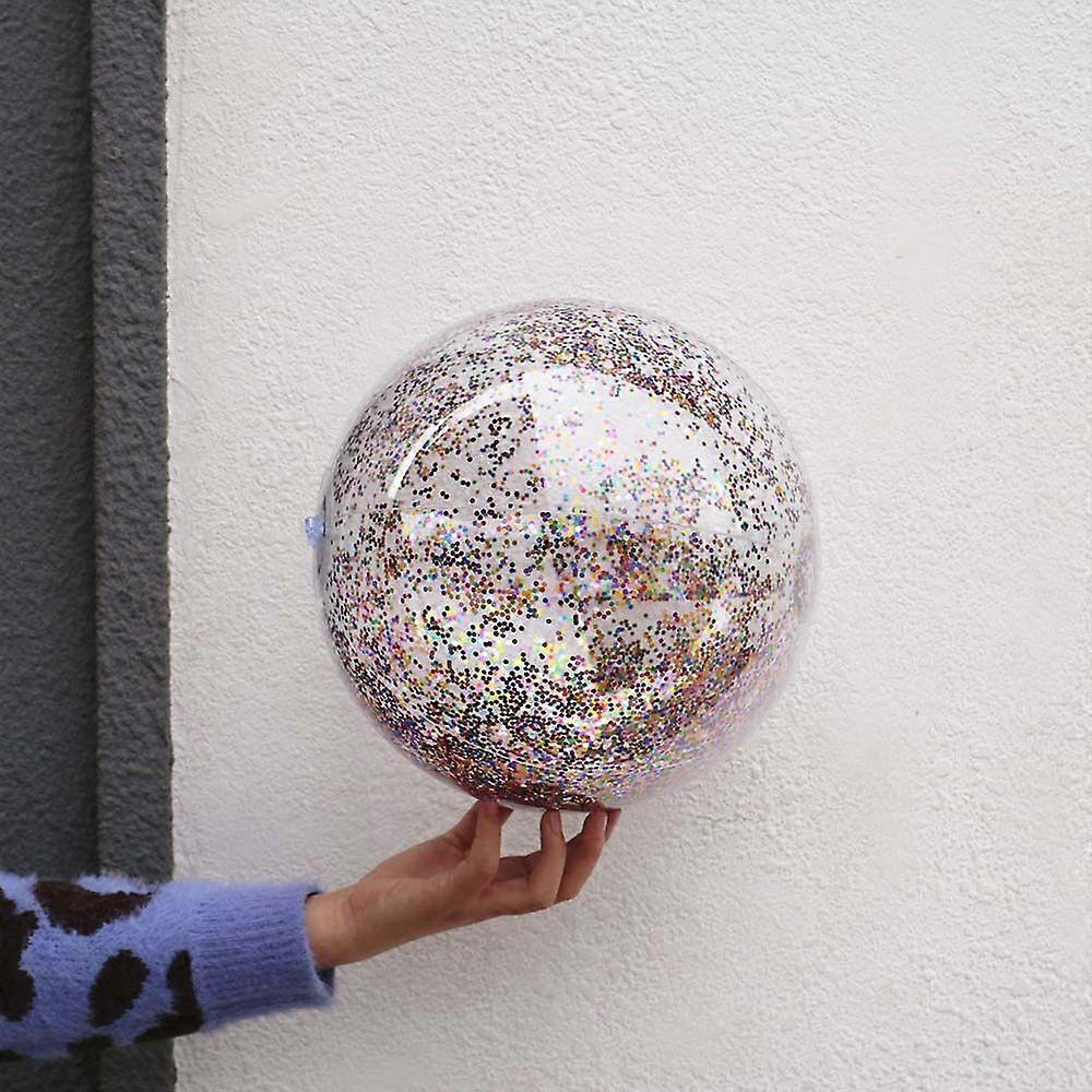 Transparent Sequins Beach Ball Toy, Inflatable PVC Floating Pool Toy for Kids