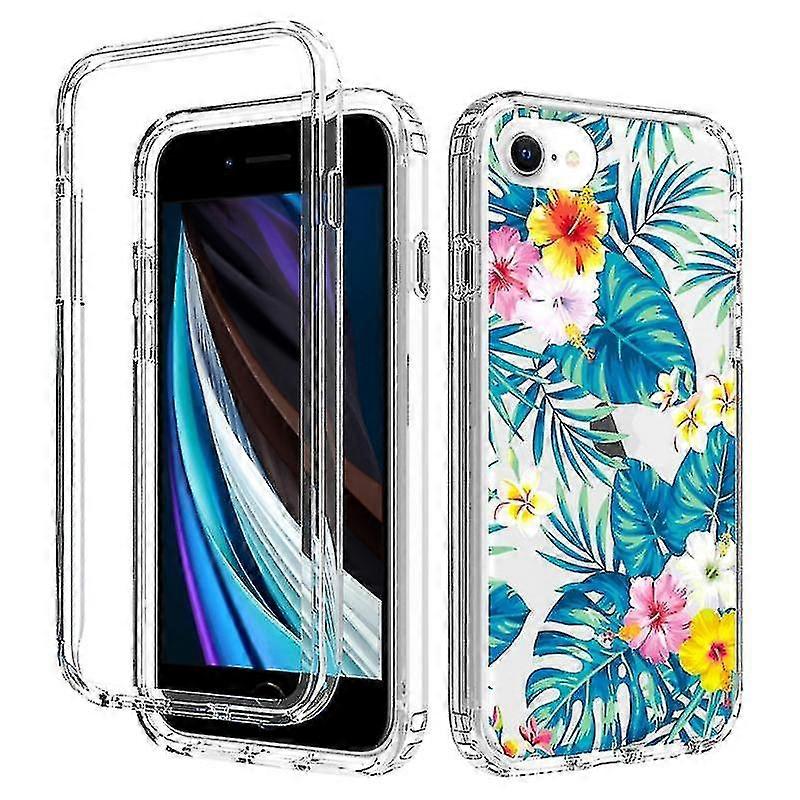 2 In 1 High Transparent Painted Shockproof Pc + Tpu Protective Case For Iphone 8 Plus / 7 Plus(banana Leaf)
